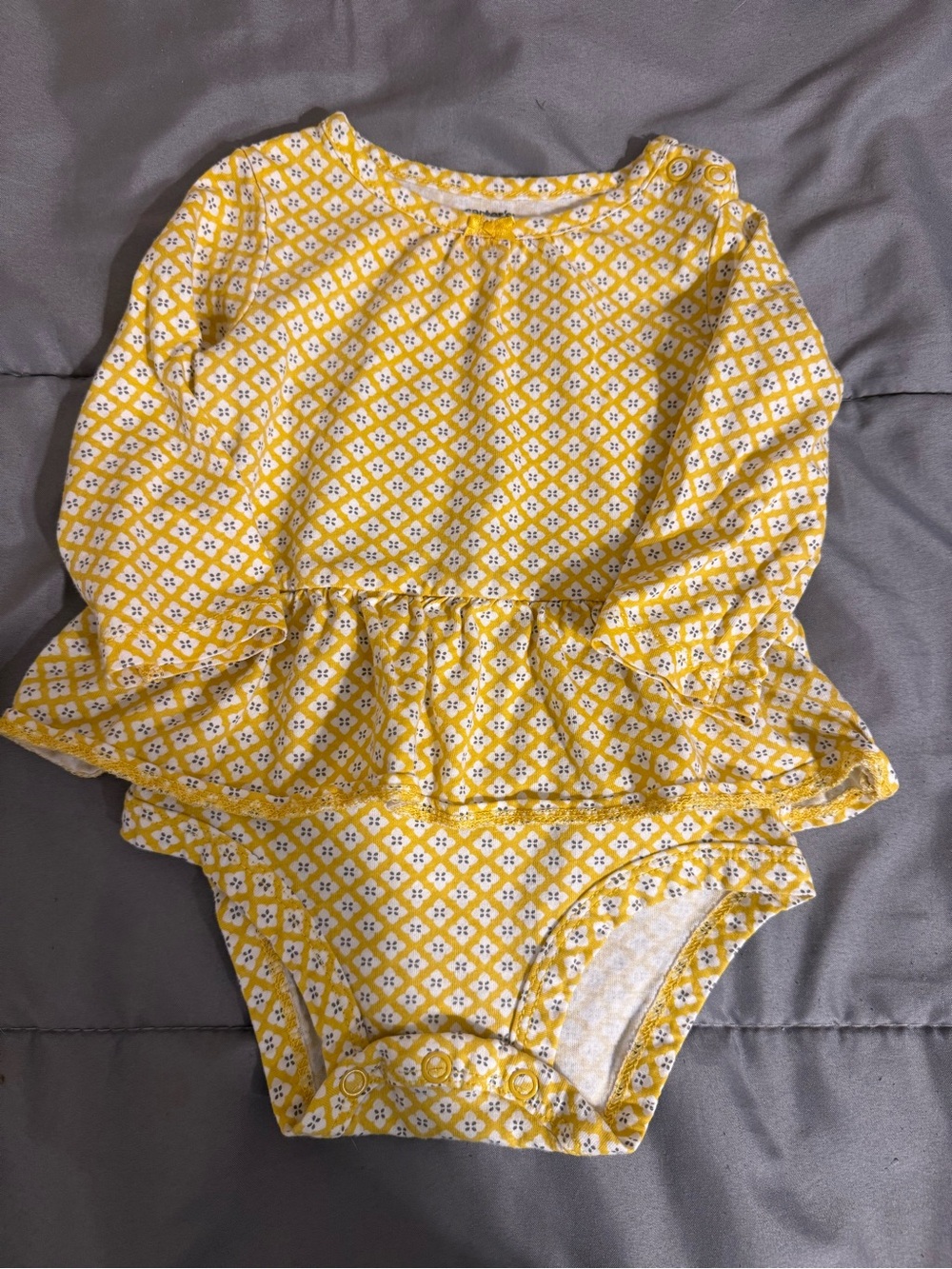 Carter's Yellow Floral Long-Sleeve One-Piece Bodysuit